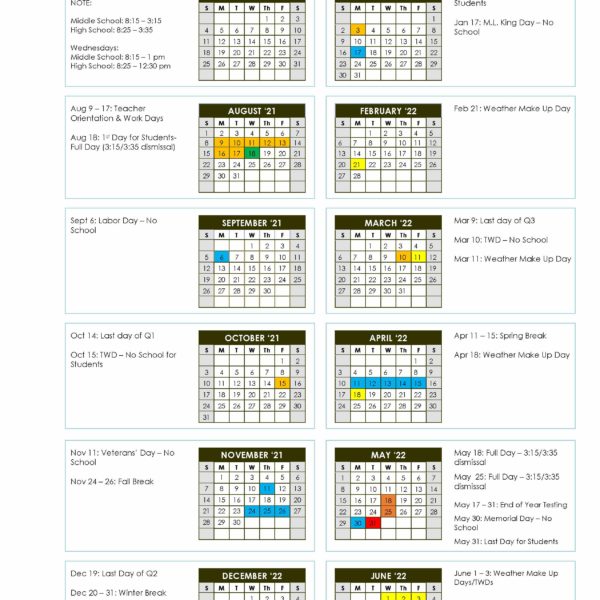 Franklin School Calendar 25 26
